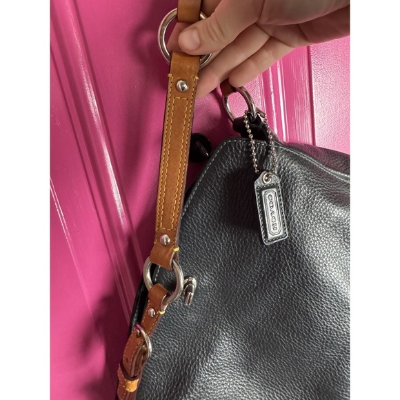 Vtg Y2K Coach Chelsea Pebble Leather Turnlock Top Bag Purse D05S-8A38 BLUE Navy - Picture 7 of 13